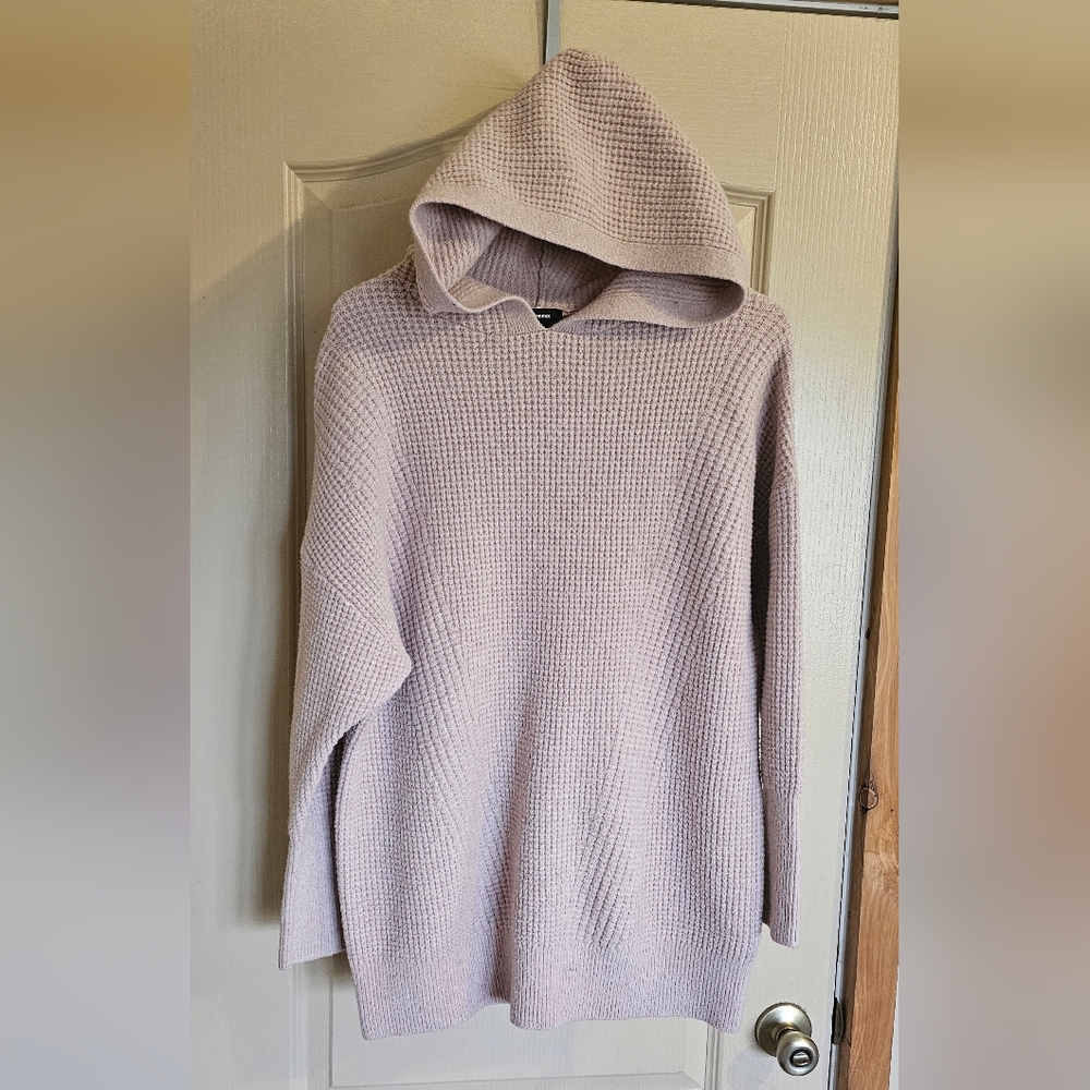 Express Waffle Knit Medium Pullover Hooded Sweater
